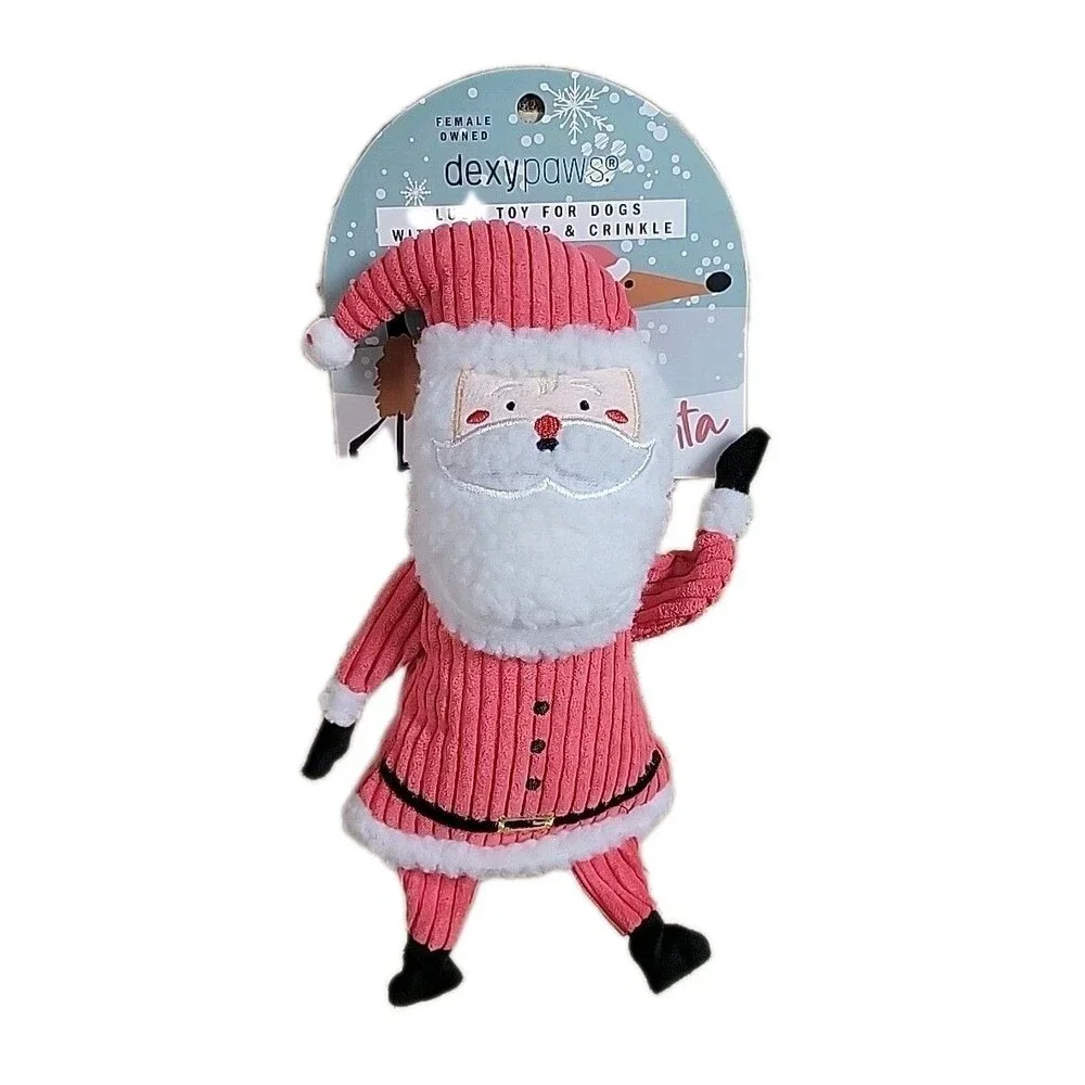 Dexypaws Santa Squeaker Dog Toy Crinkle Squeaks All Size Dogs